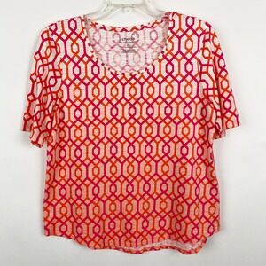 Chicos The Ultimate Tee Geometric Trellis Slub Knit Top T-Shirt Women M Chicos 1